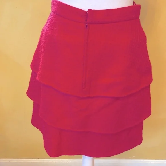 Valentino Vintage Ruffled Mini Skirt, Raspberry Pink, Size 10 - Picture 3 of 7